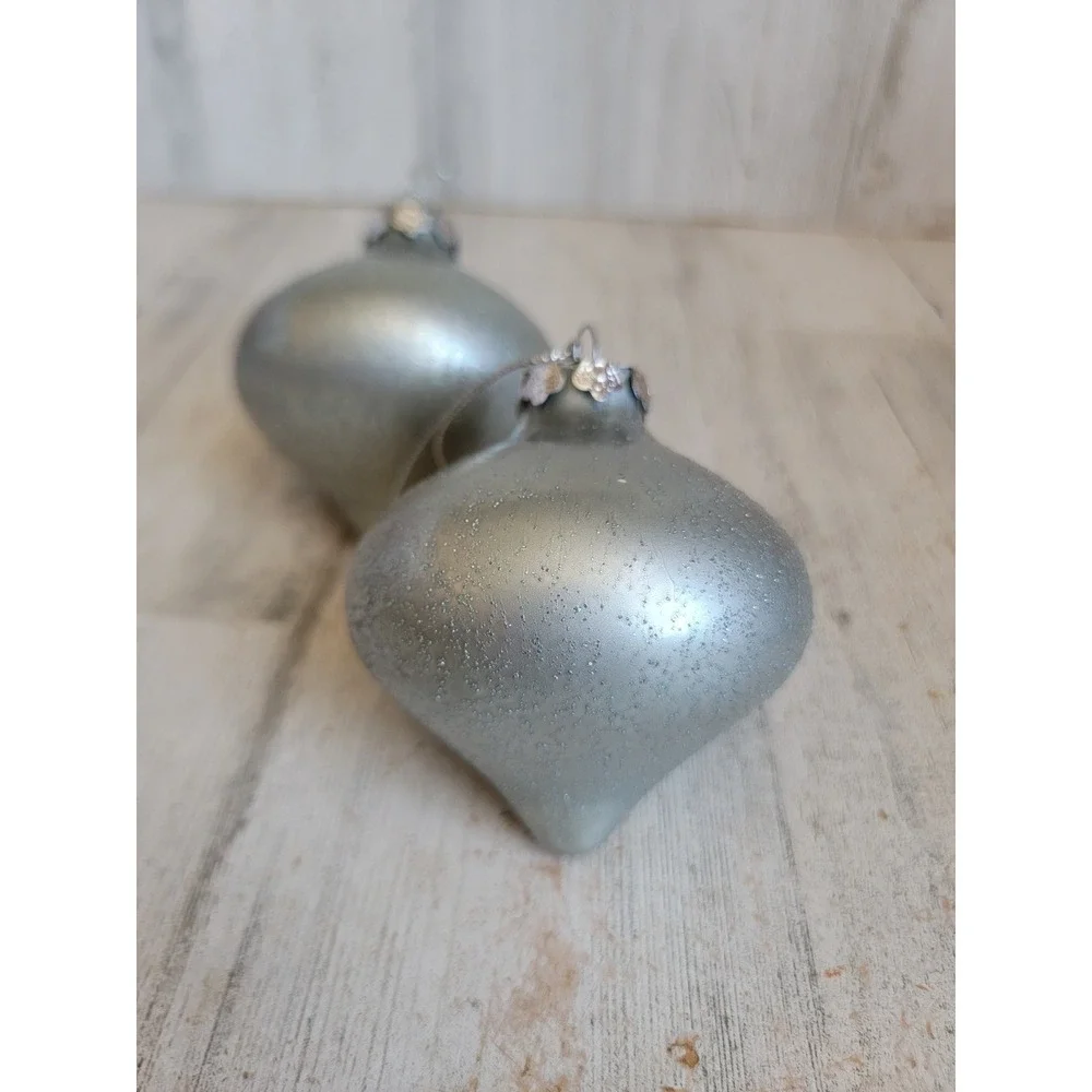 Vintage glass abstract silver glitter ornament Xmas set unique home decor